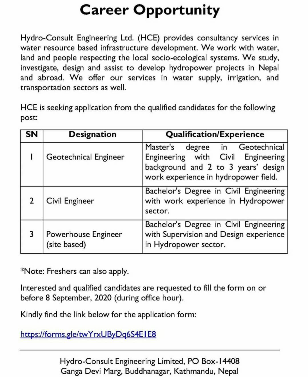 Engineer Vacancy at Hydro-Consult Engineering Limited