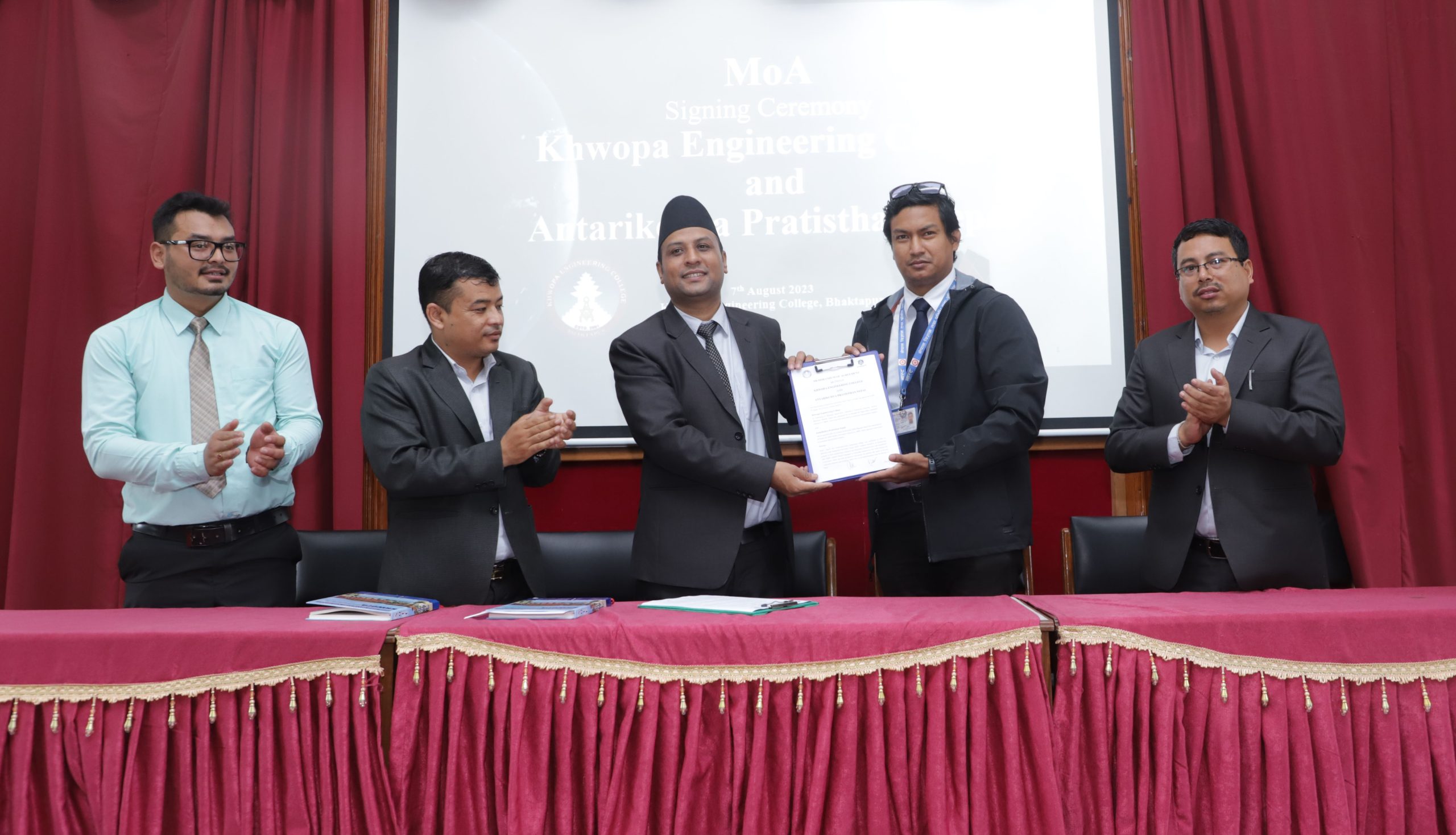 MoA Signing Ceremony Between Khwopa Engineering College and Antarikchya Pratisthan Nepal (APN)