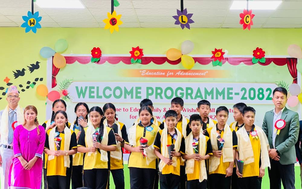 इडेन गार्डेन इङ्लिस स्कुलमा नवआगन्तुक विद्यार्थीहरूलाई स्वागत