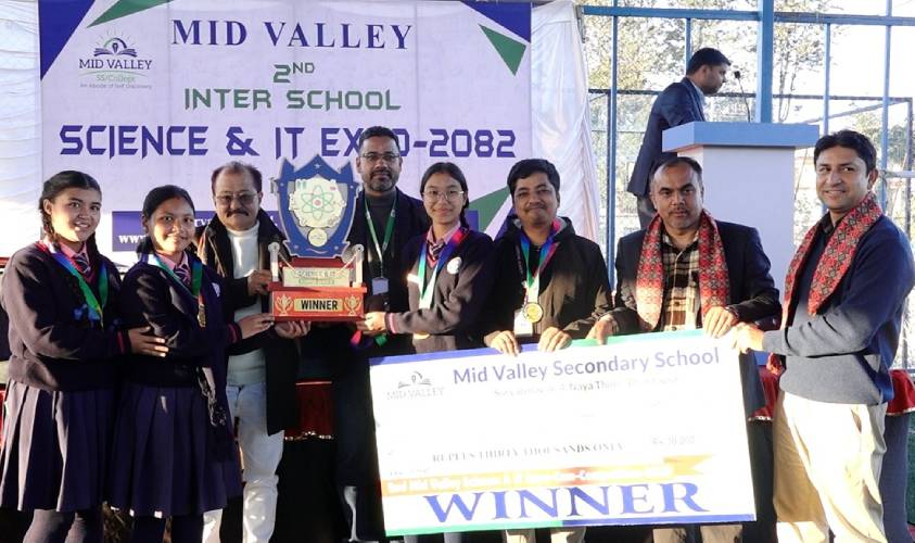 मिड भ्याली माध्यमिक विद्यालय – कलेजमा अन्तर विद्यालय प्रतियोगात्मक ‘विज्ञान तथा सूचना प्रविधि प्रर्दशनी २०८२’ सम्पन्न
